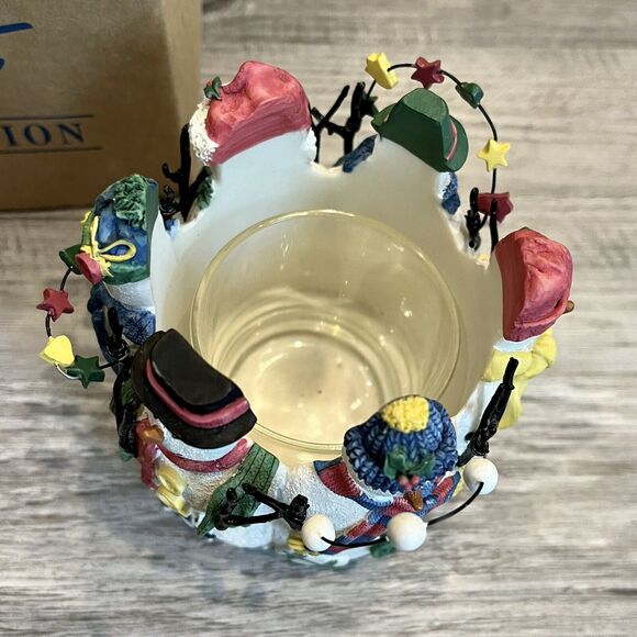 Avon Snowy Folks Votive Candle Holder 3D Figural Snowman Boxed Gift Collection - Picture 3 of 6